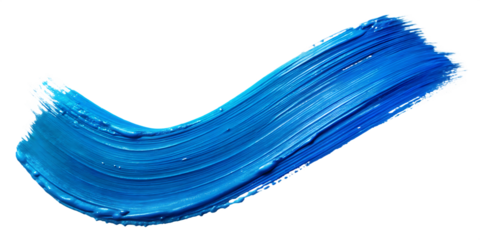 Blue waves of paint, brushed on white, create a dynamic, flowing line design.