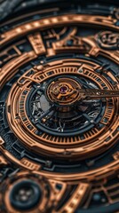 Obraz premium Intricate Bronze and Dark Watch Mechanism Close Up