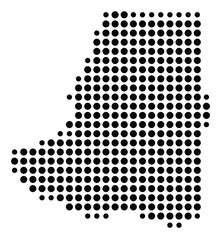 Symbol Map Of the County Wayne (North Carolina, US) showing the County with a few black dots