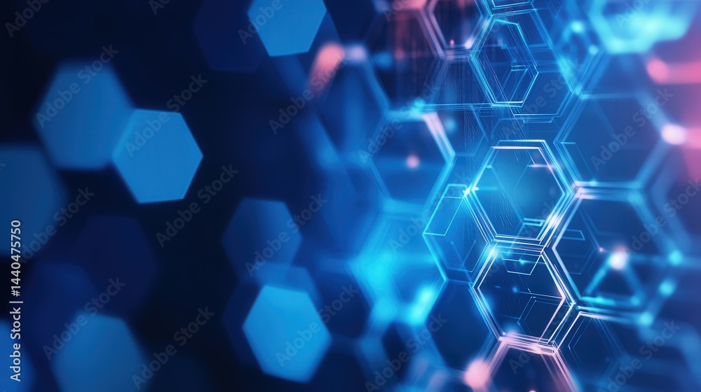 Aufkleber hexagon abstract background with a gradient of cool colors and transparent overlapping hexagons, giving a sense of depth and complexity