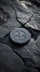 Dark stone circle with etched cross