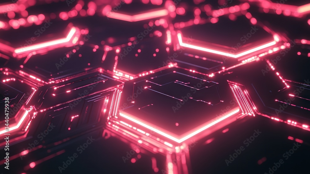 Aufkleber geometric hexagon abstract background with glowing lines and connected hexagons, symbolizing technology and digital connectivity