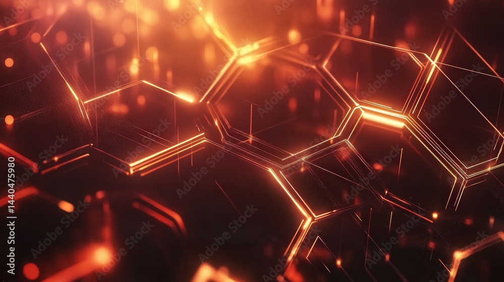 Aufkleber geometric hexagon abstract background with glowing lines and connected hexagons, symbolizing technology and digital connectivity