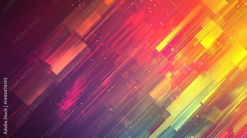 Poster geometric hexagon abstract background with gradient colors and transparent layers, illustrating a dynamic and high-tech environment