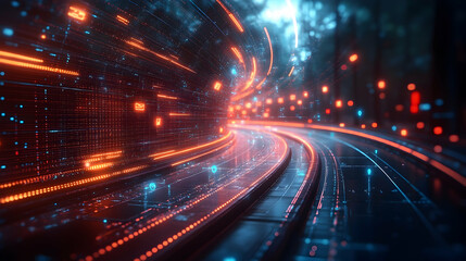 Digital futuristic tunnel