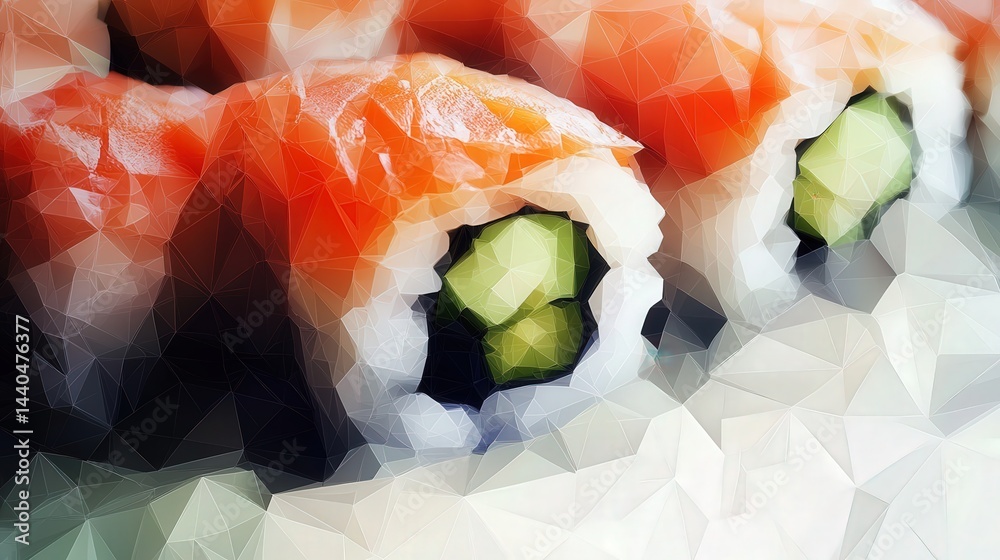 Poster the low poly geometric pattern provides an advanced 3d visual, blending sharp polygons into a seamle