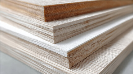Thin plywood layers exposed at edge with uniform grain showing natural wood texture