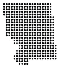Symbol Map Of the County Mountrail (North Dakota, US) showing the County with a few black dots