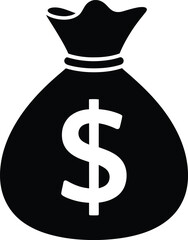Black money bag symbol vector illustration depicting wealth business finance and investment concepts for graphics