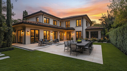 Stylish contemporary residence with beautiful garden and sunset view