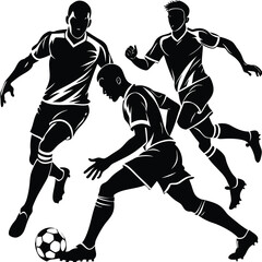 Naklejka premium Dynamic Silhouette of Soccer Players in Action