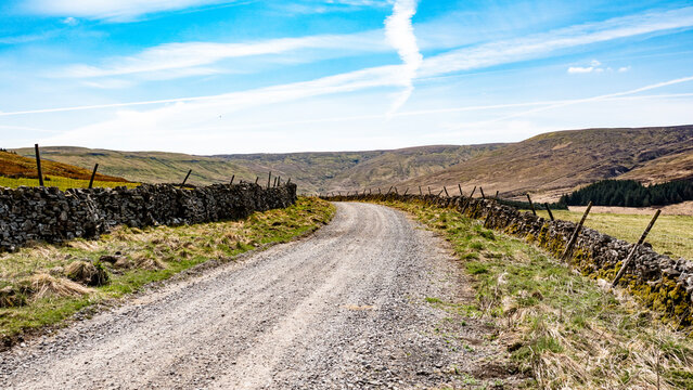 Stalling Busk, an unsurfaced road in the Yorkshire Dales national park