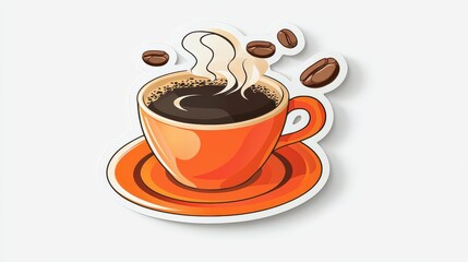 A simple yet elegant coffee sticker showing a rich espresso in a delicate cup. Mood: calm and indulgent
