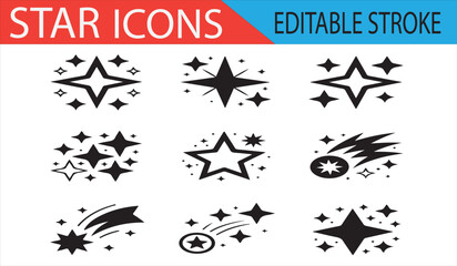 Modern Star Icons with Various Starburst Shapes