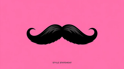 Black mustache on a pink colour background