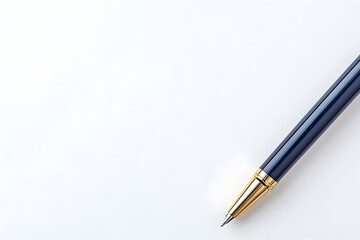 Dark blue pen with gold accents rests on white paper