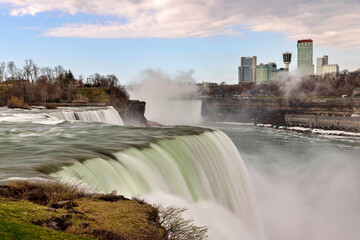 Close up view of Bridal Veil Falls in Niagara Falls