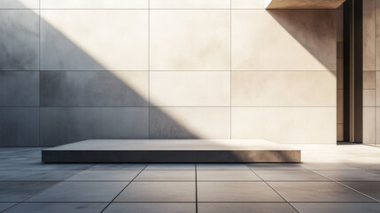 Obraz premium White granite wall with shade of light architecture courtyard, Background for Product Display or Advertisement.