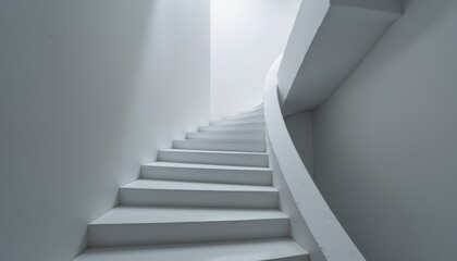 Illuminated white staircase, a captivating display of architectural design and modern elegance