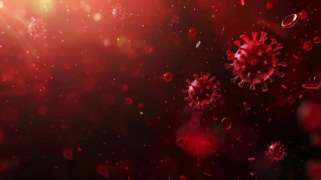 bunch of viruses are floating in the air. The viruses are brown and have a fuzzy appearance, Group of virus cells. 3D illustration, Coronavirus cells