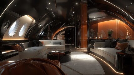 The private plane flies with quiet authority, its luxurious interior and sleek exterior harmonizing to offer an extraordinary journey.