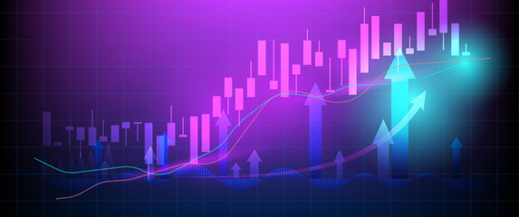 Stock market investment trading graph in graphic concept suitable for financial investment or Economic trends business idea on blue background. Vector illustration design.