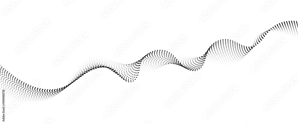 Fototapete Flowing Dot Wave halftone gradient pattern on transparent background	
