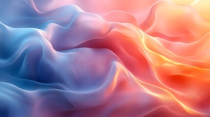 Obraz premium Abstract fluid curves and glowing gradient hues in a flowing composition, evoking soft textures and serene, gentle movements