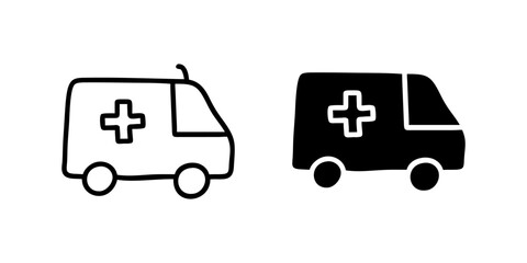 A modern vector icon set showcasing ambulances, suitable for healthcare and emergency service designs.