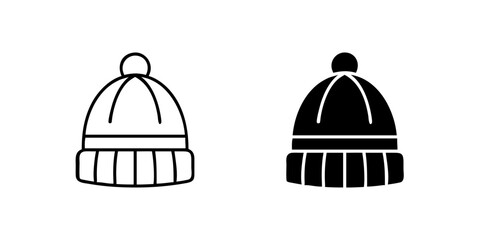 A simple vector icon set depicting beanie hats, ideal for fashion, winter, and casual style projects.