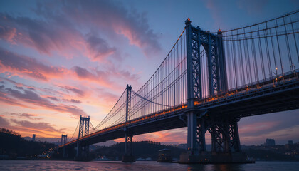 Fototapeta premium A Long Suspension Bridge Spanning Over Water