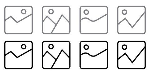 Picture line icon set vector illustration. image, photo, gallery line icon set vector on white background