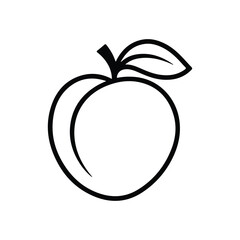 Peach fruit line art vector illustration on white background