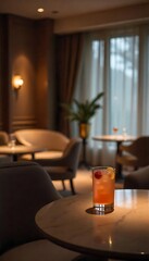 Generative AI Image Featuring a Cocktail in a Sophisticated Lounge Setting