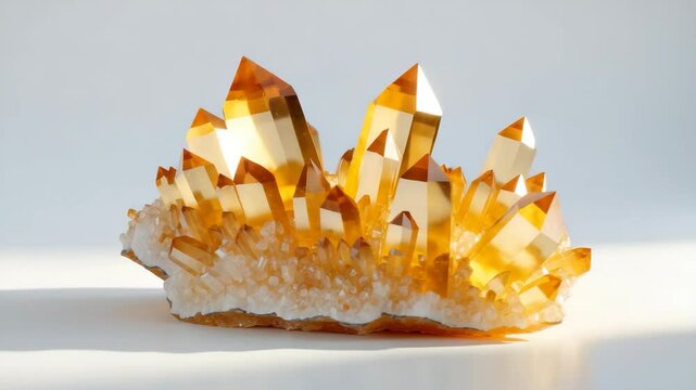 Intense close-up macro of stunning orange crystal mineral cluster.