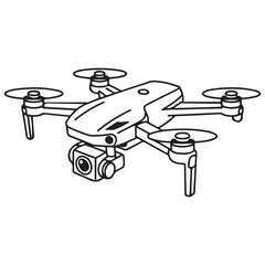 Drone line art vector, drone camera icon outline drawing vector illustration. with white background