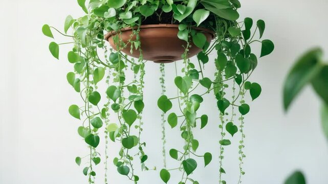 Vine plant with succulent foliage of an epiphytic variety displayed on a white backdrop with a clipping path.
