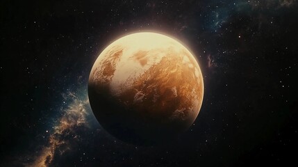 A large planet in the middle of the night sky