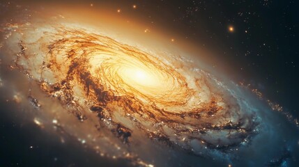 A spiral galaxy with a bright yellow center