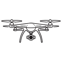 Drone line art vector, drone camera icon outline drawing vector illustration. with white background