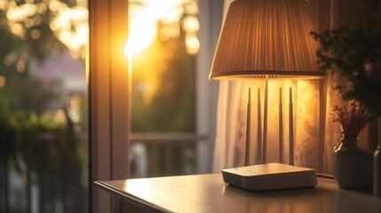 table in the corner of a well-lit room, creating a steady connection to the internet for the entire space
