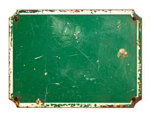 blank green old sign isolated on white or transparent png