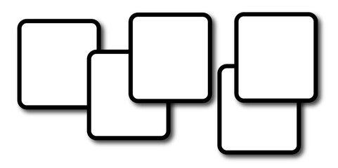 Set of vector origami banners with shadow. Square shape of paper banner. Square 4 sided geometric shape line art vector icon for apps and websites. Round Squares.