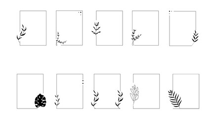 Floral Square Line Frame Set