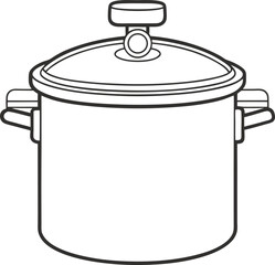 Pressure Cooker Line Art Vector – Minimal Black and White Illustration on White Background