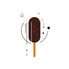 Minimalist chocolate ice cream bar graphic on stark black background illustration