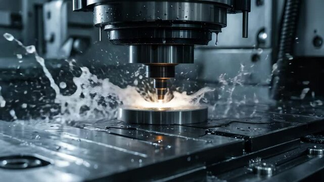 Manufacturing process of machining metal blanks using a cutting tool and coolant.