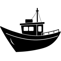 boat Silhouette Vector on white background