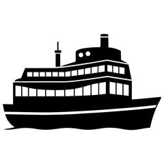 Obraz premium ship Silhouette Vector on white background