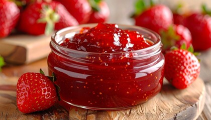 甘酸っぱい苺ジャムの瓶